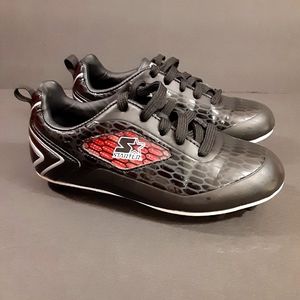 STARTER Cleats, Black/Silver/Red, Size 12Y.